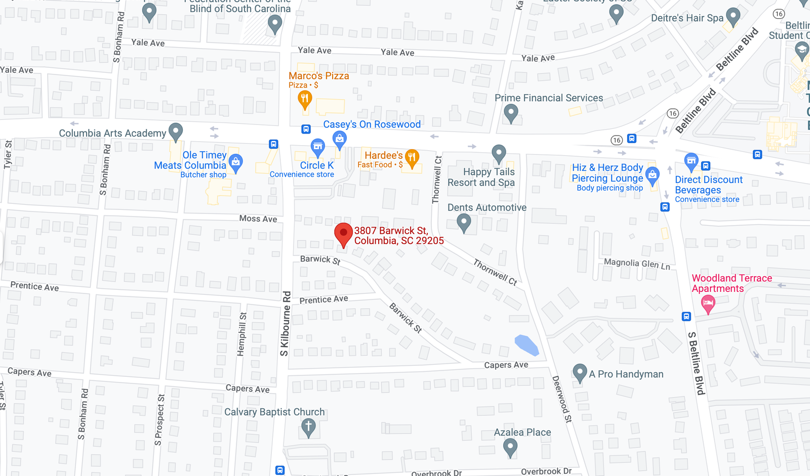 3807 Barwick Street Map